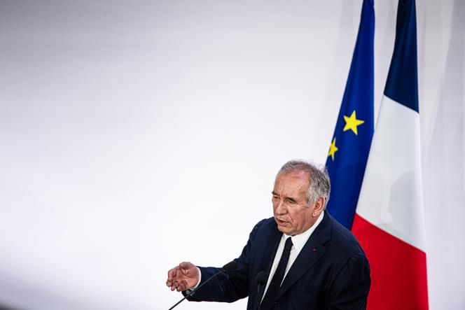 Prime Minister François Bayrou at a press conference in Paris on August 25, 2025.