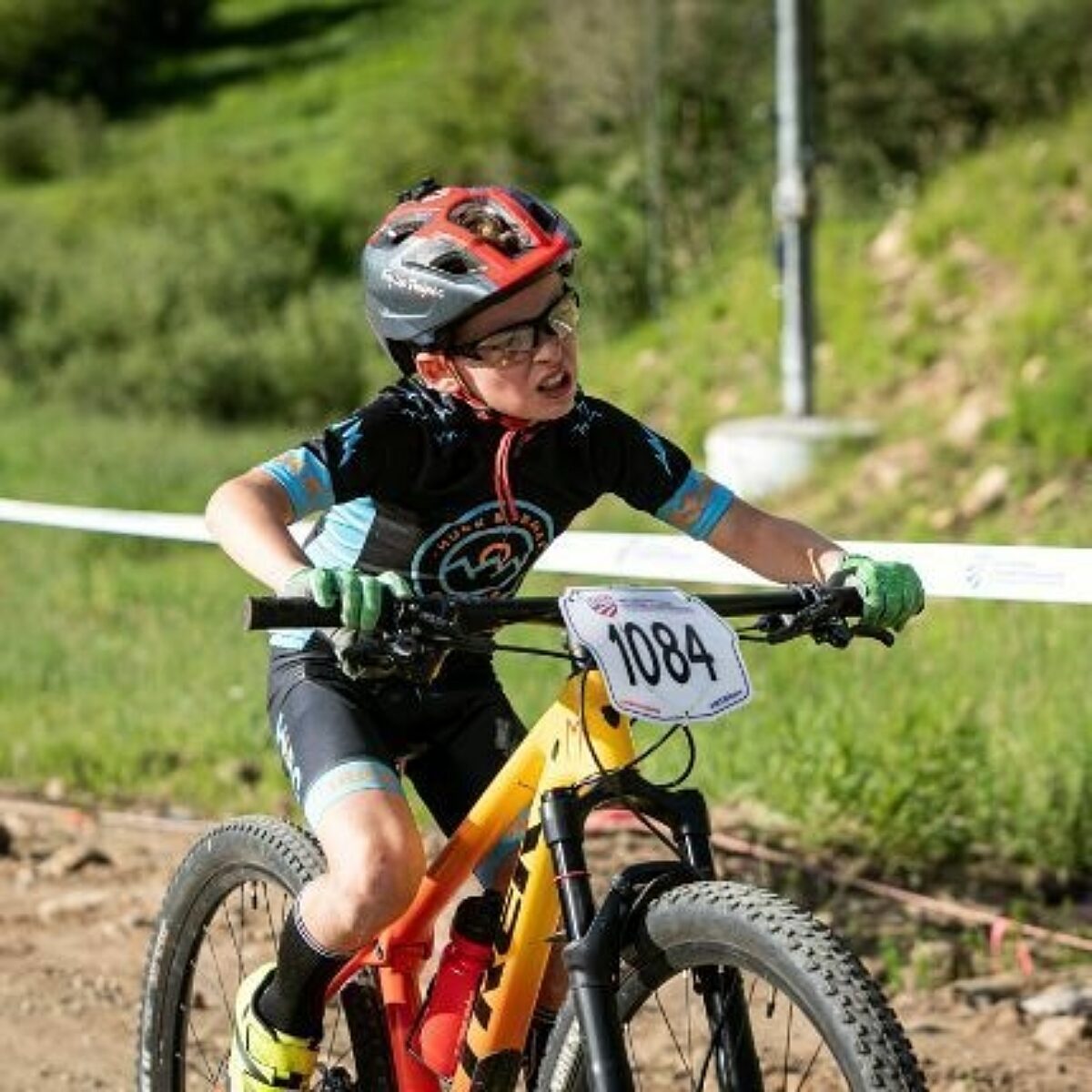 Teenage boy riding a mountain bike