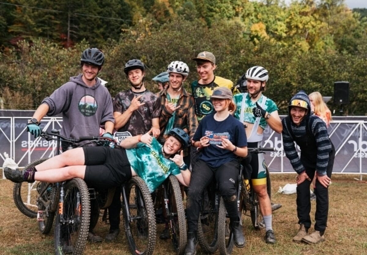 Collegiate club riders, posing after a race.