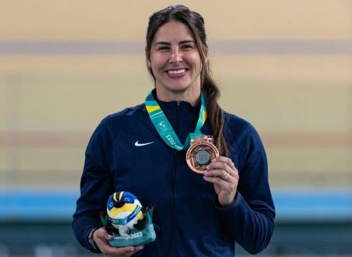 Mandy Marquardt holding her bronze at the 2023 Pan American Games. USA Cycling is a non-profit organization accepting tax-deductible donations.