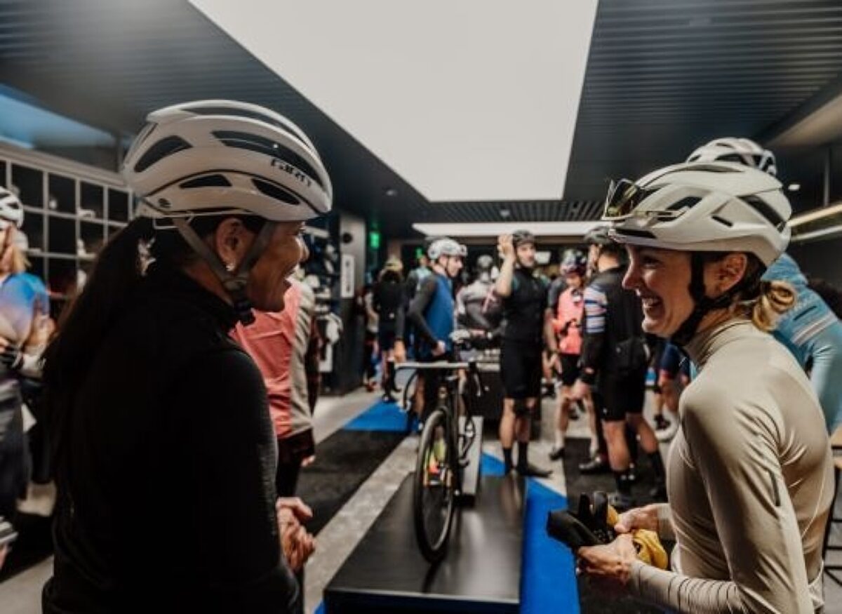 Two women cyclists chatting before an event. The USA Cycling Foundation is a non-profit arm of USAC that raises money for several different programs and initiatives. Donate, join our foundation, or purchase cycling gear today!
