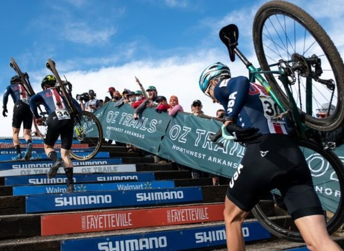 Cyclocross riders carrying their bikes up a set of stairs. The USA Cycling Foundation is a non-profit arm of USAC that raises money for several different programs and initiatives. Donate, join our foundation, or purchase cycling gear today!