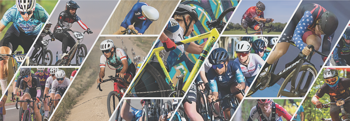 A collage of cycling pictures from races and other events